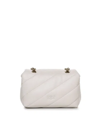Pinko Golden Chain Strap White Shoulder Bag In White