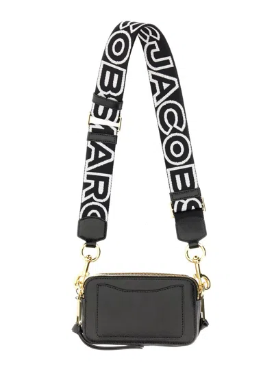 Marc Jacobs 'the Snapshot' Black Shoulder Bag With Metal Logo At The Front In Black