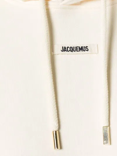 Jacquemus Cotton Hoodie With Drawstring Hood And Ribbed Details In Neutral