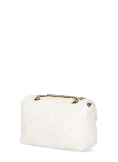 Pinko Golden Chain Strap White Shoulder Bag In White