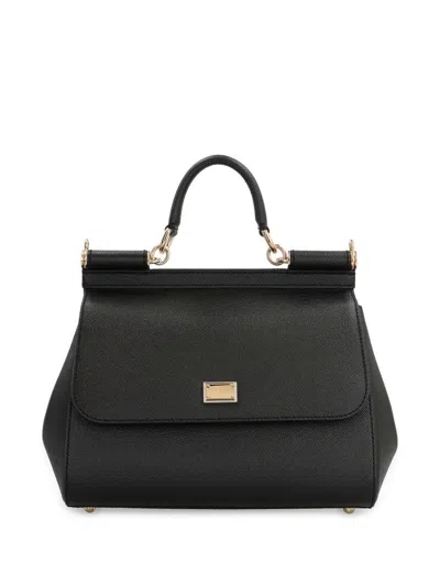 Dolce & Gabbana Sicily Grande Leather Handbag In Black