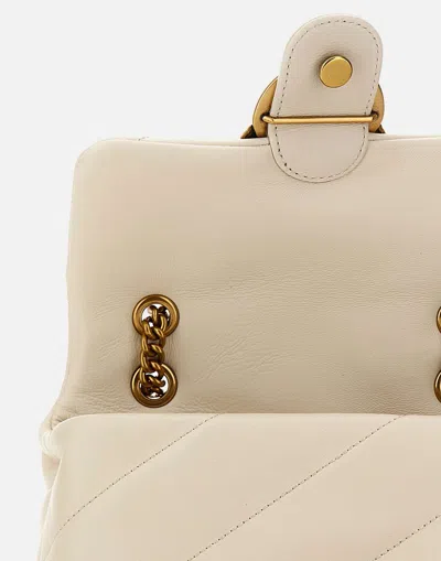 Pinko Golden Chain Strap White Shoulder Bag In White