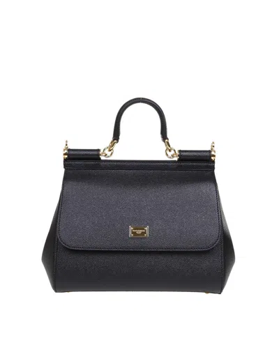 Dolce & Gabbana Sicily Grande Leather Handbag In Black