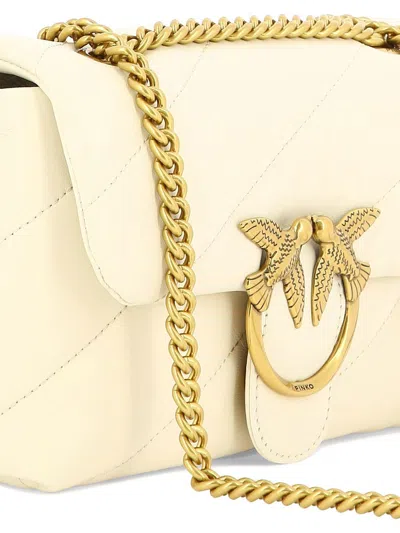 Pinko Golden Chain Strap White Shoulder Bag In White