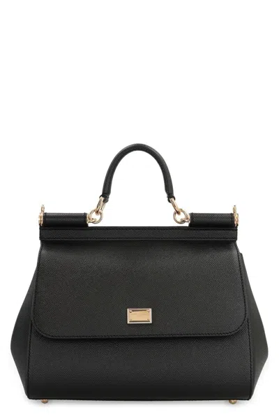 Dolce & Gabbana Sicily Grande Leather Handbag In Black