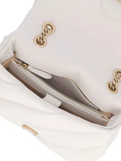Pinko Golden Chain Strap White Shoulder Bag In White