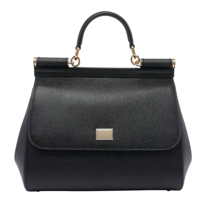Dolce & Gabbana Sicily Grande Leather Handbag In Black
