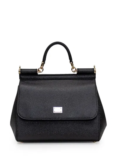 Dolce & Gabbana Sicily Grande Leather Handbag In Black