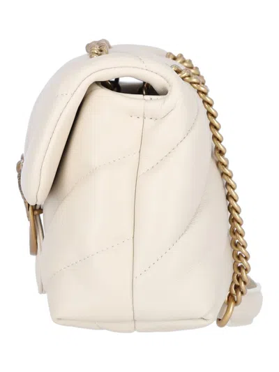 Pinko Golden Chain Strap White Shoulder Bag In White
