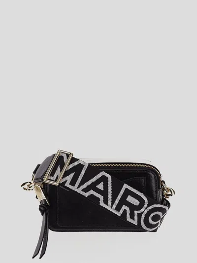 Marc Jacobs 'the Snapshot' Black Shoulder Bag With Metal Logo At The Front In Black