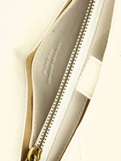 Pinko Golden Chain Strap White Shoulder Bag In White