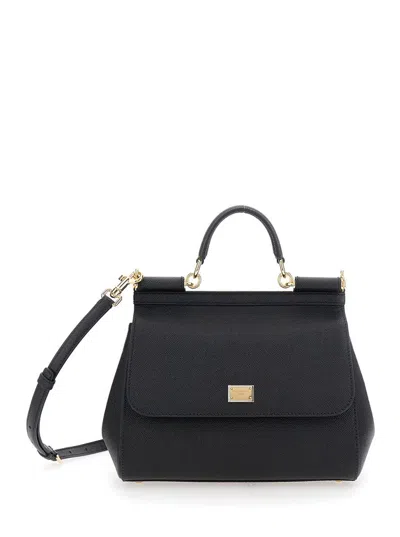Dolce & Gabbana Sicily Grande Leather Handbag In Black