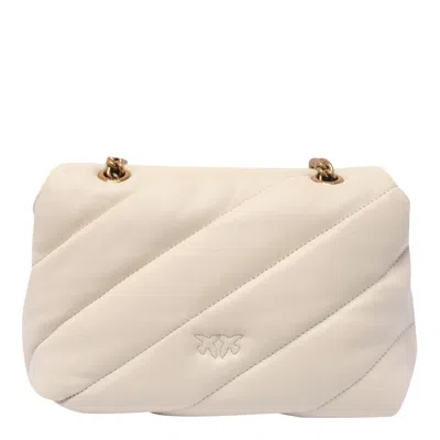 Pinko Golden Chain Strap White Shoulder Bag In White
