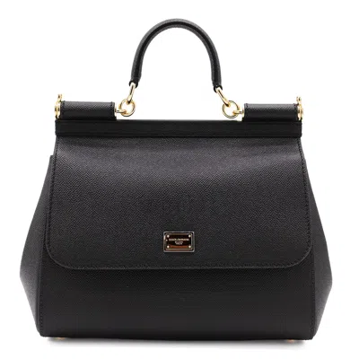 Dolce & Gabbana Sicily Grande Leather Handbag In Black