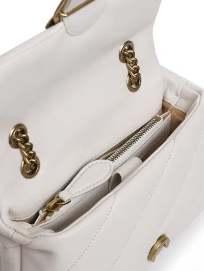 Pinko Golden Chain Strap White Shoulder Bag In White