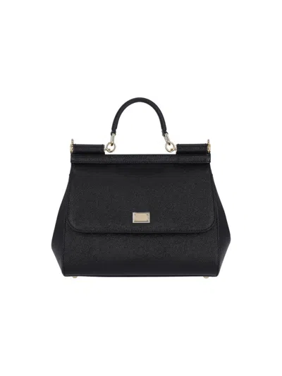 Dolce & Gabbana Sicily Grande Leather Handbag In Black