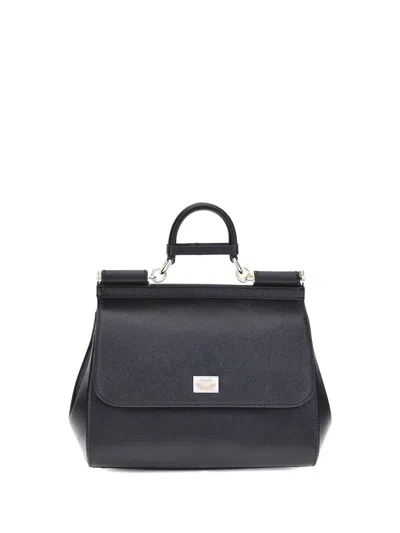Dolce & Gabbana Sicily Grande Leather Handbag In Black