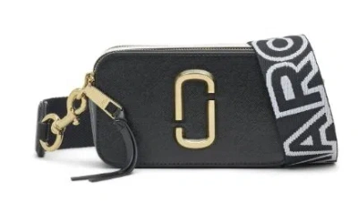 Marc Jacobs 'the Snapshot' Black Shoulder Bag With Metal Logo At The Front In Black