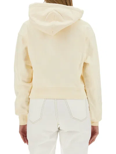 Jacquemus Cotton Hoodie With Drawstring Hood And Ribbed Details In Neutral