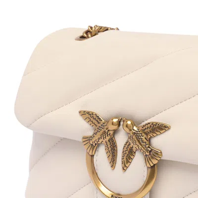 Pinko Golden Chain Strap White Shoulder Bag In White