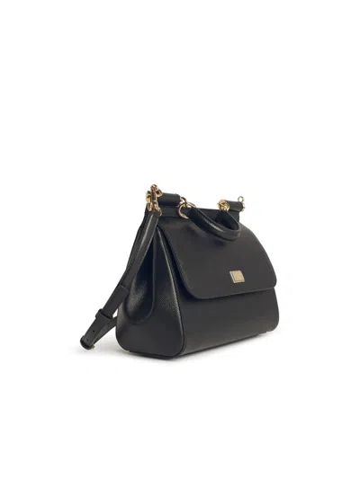 Dolce & Gabbana Sicily Grande Leather Handbag In Black