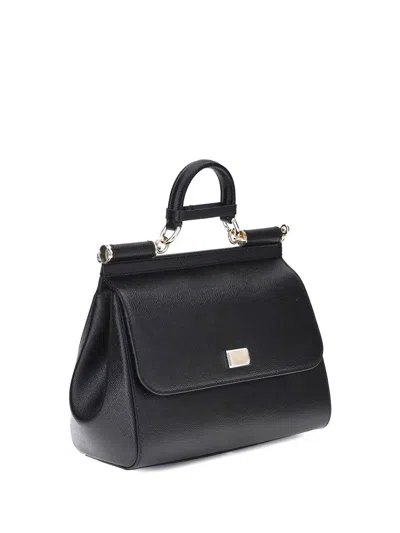 Dolce & Gabbana Sicily Grande Leather Handbag In Black