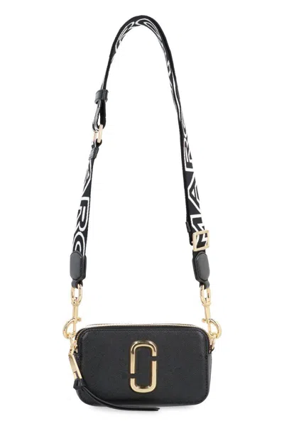 Marc Jacobs 'the Snapshot' Black Shoulder Bag With Metal Logo At The Front In Black
