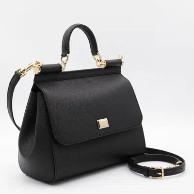 Dolce & Gabbana Sicily Grande Leather Handbag In Black