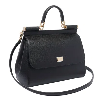 Dolce & Gabbana Sicily Grande Leather Handbag In Black