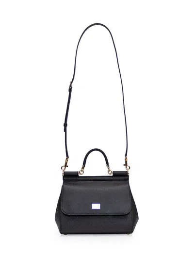 Dolce & Gabbana Sicily Grande Leather Handbag In Black