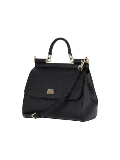 Dolce & Gabbana Sicily Grande Leather Handbag In Black
