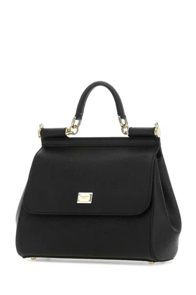 Dolce & Gabbana Sicily Grande Leather Handbag In Black