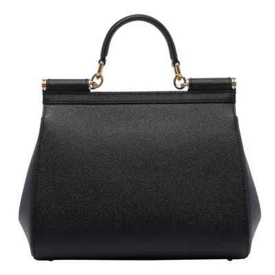 Dolce & Gabbana Sicily Grande Leather Handbag In Black
