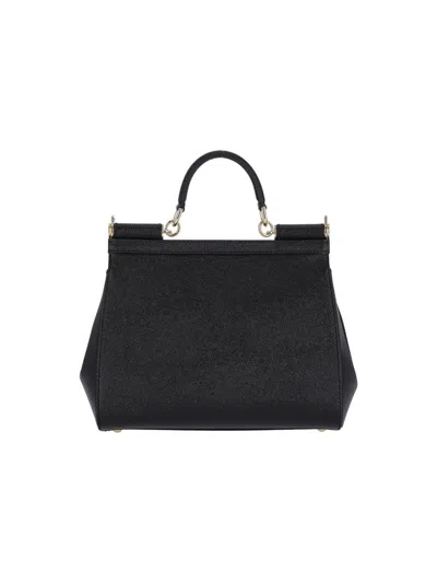 Dolce & Gabbana Sicily Grande Leather Handbag In Black