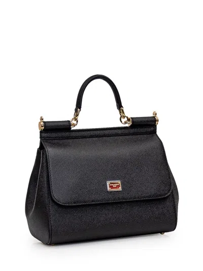 Dolce & Gabbana Sicily Grande Leather Handbag In Black