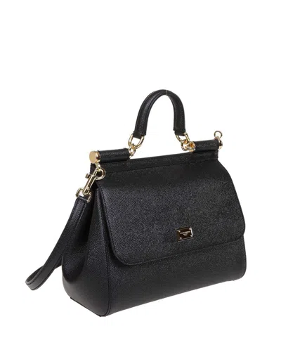 Dolce & Gabbana Sicily Grande Leather Handbag In Black