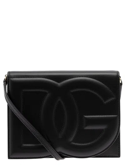 Dolce & Gabbana Women Shoulder Bag With Embossed Logo In Black