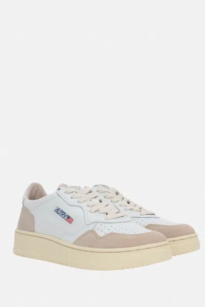 Autry Low Sneaker With Perforated Detailing And Contrast Panel In White