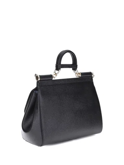 Dolce & Gabbana Sicily Grande Leather Handbag In Black