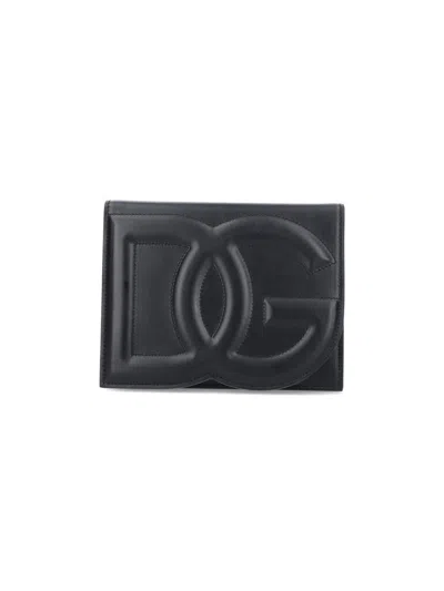 Dolce & Gabbana Women Shoulder Bag With Embossed Logo In Black