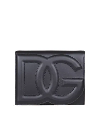 Dolce & Gabbana Women Shoulder Bag With Embossed Logo In Black