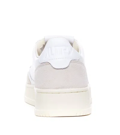 Autry Low Sneaker With Perforated Detailing And Contrast Panel In White