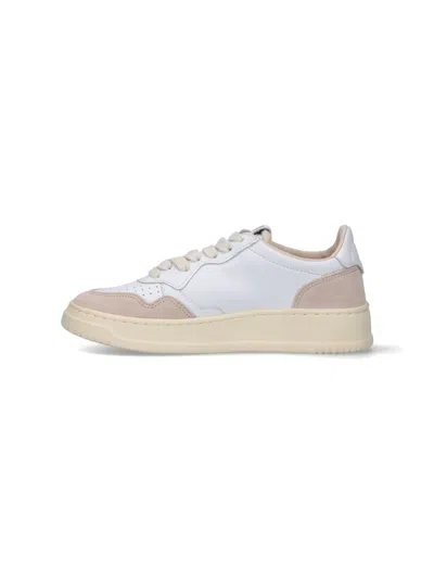 Autry Low Sneaker With Perforated Detailing And Contrast Panel In White