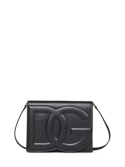 Dolce & Gabbana Women Shoulder Bag With Embossed Logo In Black
