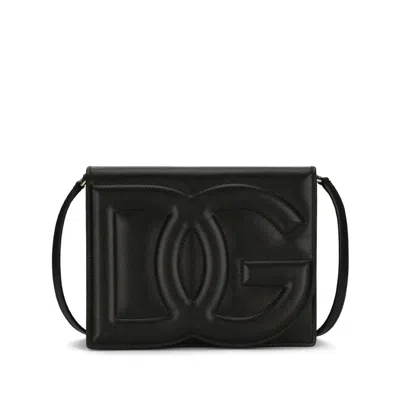 Dolce & Gabbana Women Shoulder Bag With Embossed Logo In Black
