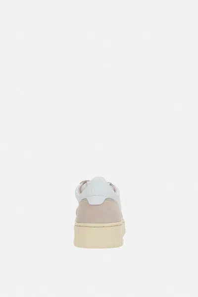 Autry Low Sneaker With Perforated Detailing And Contrast Panel In White