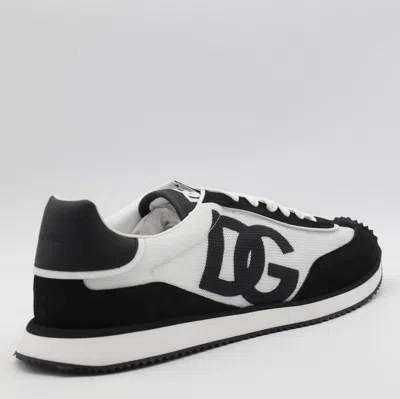 Dolce & Gabbana Low-top Mesh Sneakers With Suede Inserts In Black