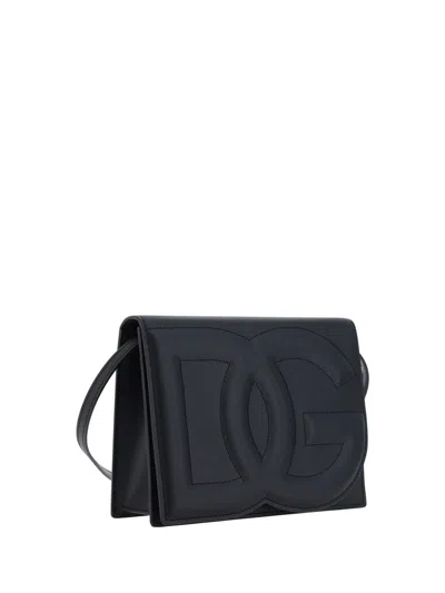 Dolce & Gabbana Women Shoulder Bag With Embossed Logo In Black