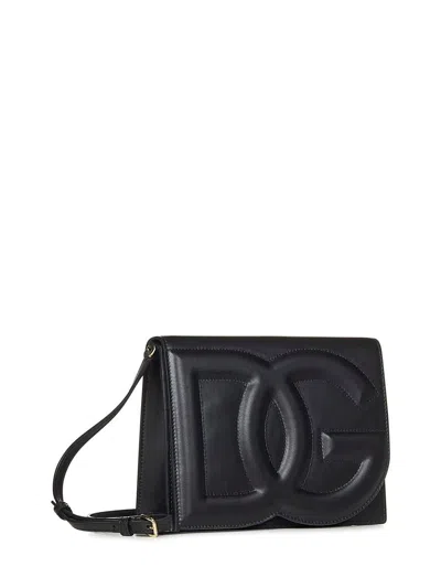 Dolce & Gabbana Women Shoulder Bag With Embossed Logo In Black