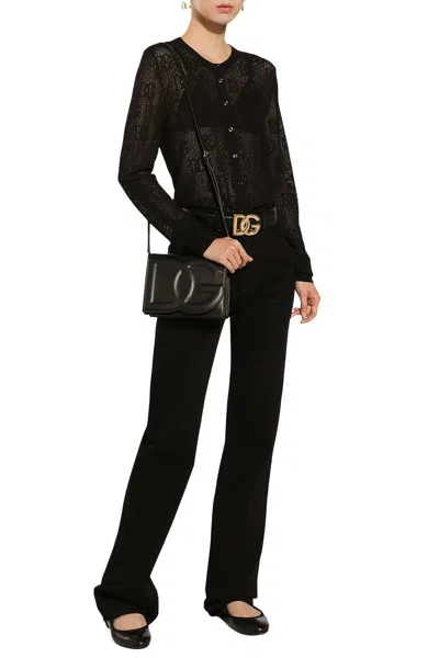 Dolce & Gabbana Women Shoulder Bag With Embossed Logo In Black